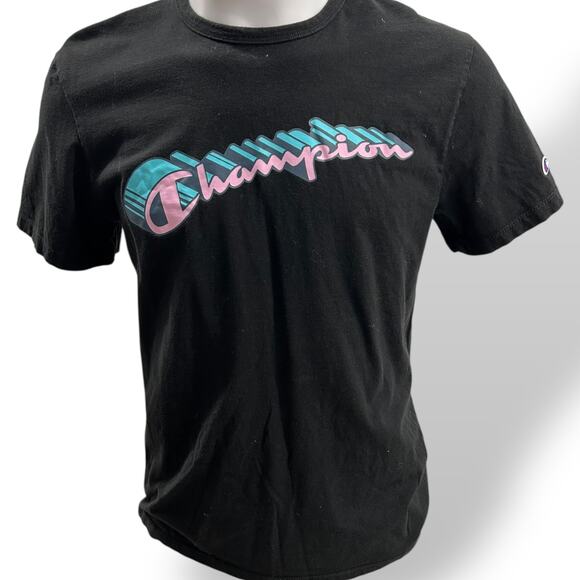 Vintage Y2K Champion Black T-Shirt Men’s Medium – Pink &  Blue Graffiti Logo - Picture 6 of 7